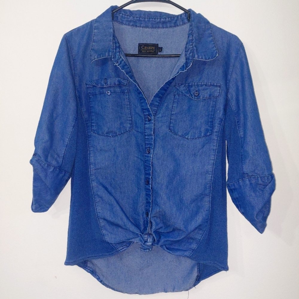 "Cavalini" Blue Denim Shirt Size: L